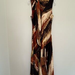 DKNY Brown and Black Abstract Maxi Dress